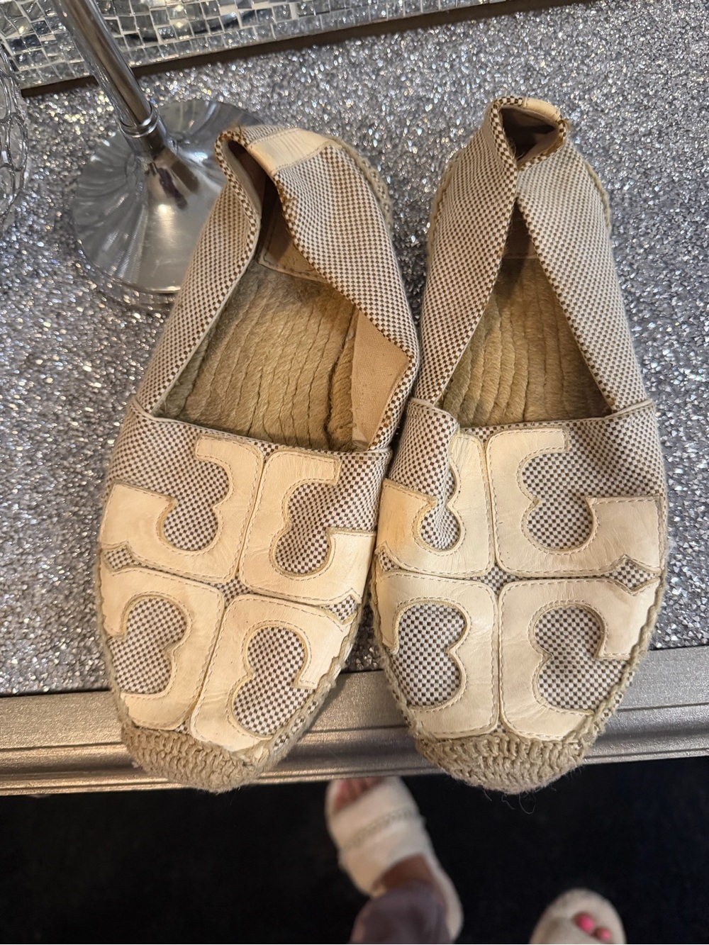 💗Tory Burch Woven Logo Espadrille Flats Size 8